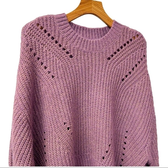 Elizabeth And James Giada Lavender Metallic Thread Chunky Open Knit Sweater - Picture 7 of 11